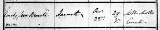 Record of Emily's burial